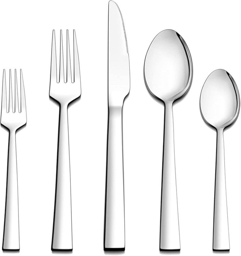 Joyfair Cutlery Set, Stainless Steel, 30-Piece Cutlery Set for 6 People, with Fork, Knife, Spoon, Elegant Cutlery for Family/Party/Restaurant, Rust and Dishwasher Safe